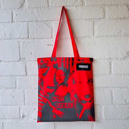 Riot Grrrl Mona Red & Black Tote Bag