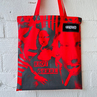 Riot Grrrl Mona Red & Black Tote Bag