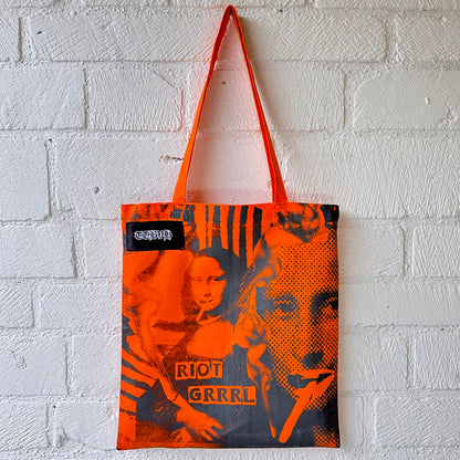 Riot Grrrl Mona Orange & Metallic Black Tote Bag