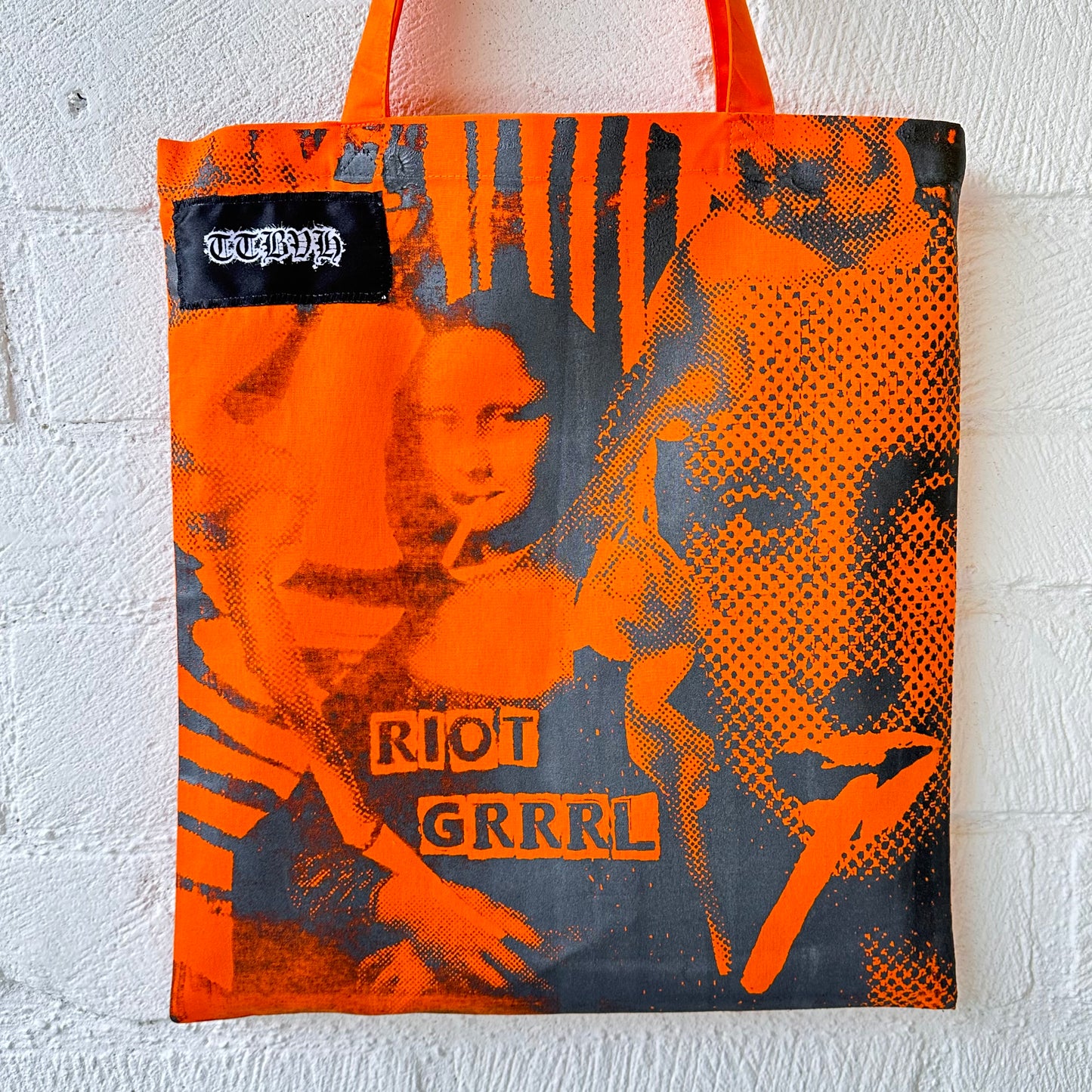 Riot Grrrl Mona Orange & Metallic Black Tote Bag