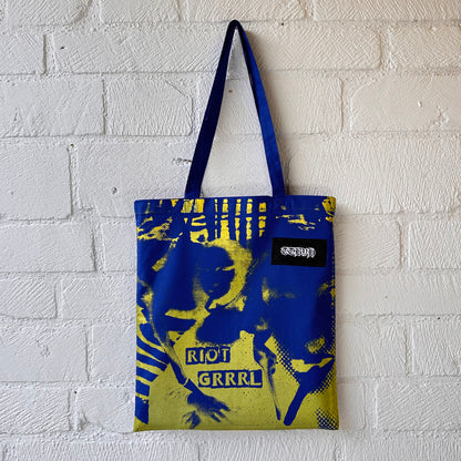 Riot Grrrl Mona Blue & Gold Tote Bag