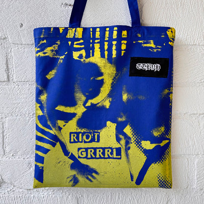 Riot Grrrl Mona Blue & Gold Tote Bag