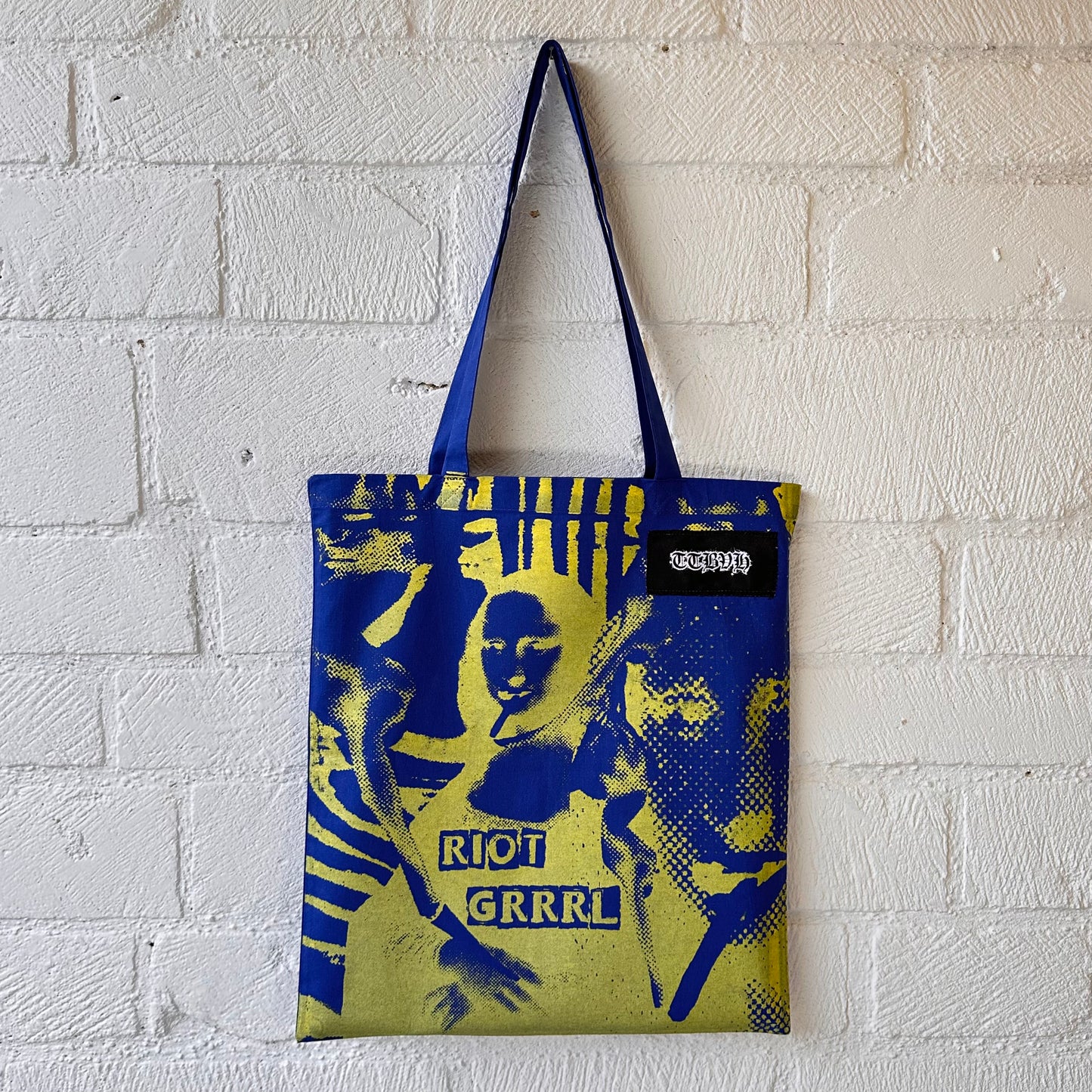 Riot Grrrl Mona Blue & Gold Tote Bag