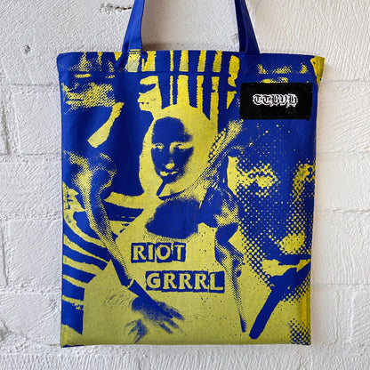 Riot Grrrl Mona Blue & Gold Tote Bag