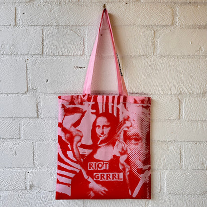 Riot Grrrl Mona Pink & Orange Tote Bag