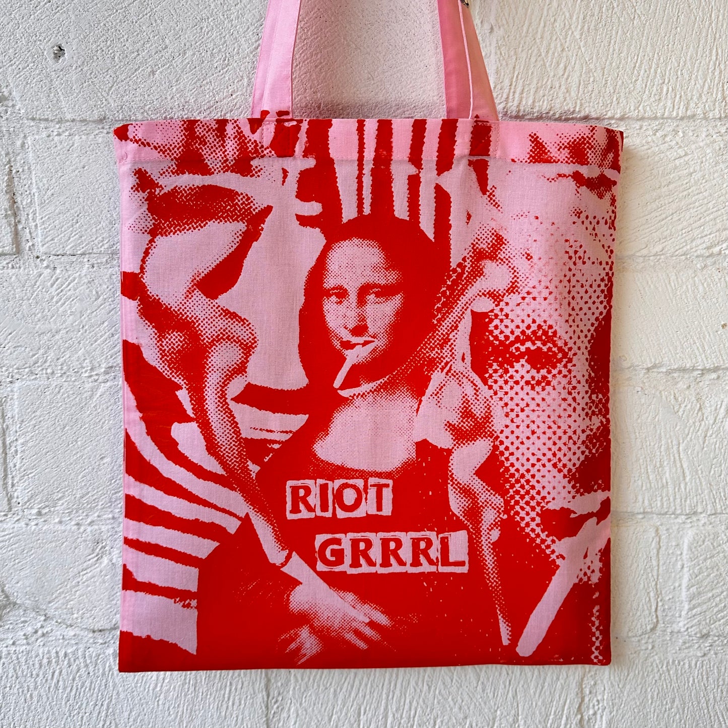 Riot Grrrl Mona Pink & Orange Tote Bag