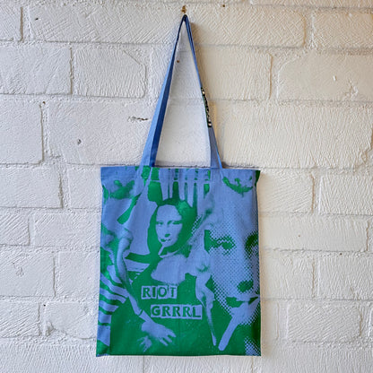 Riot Grrrl Mona Blue & Metallic Green Tote Bag