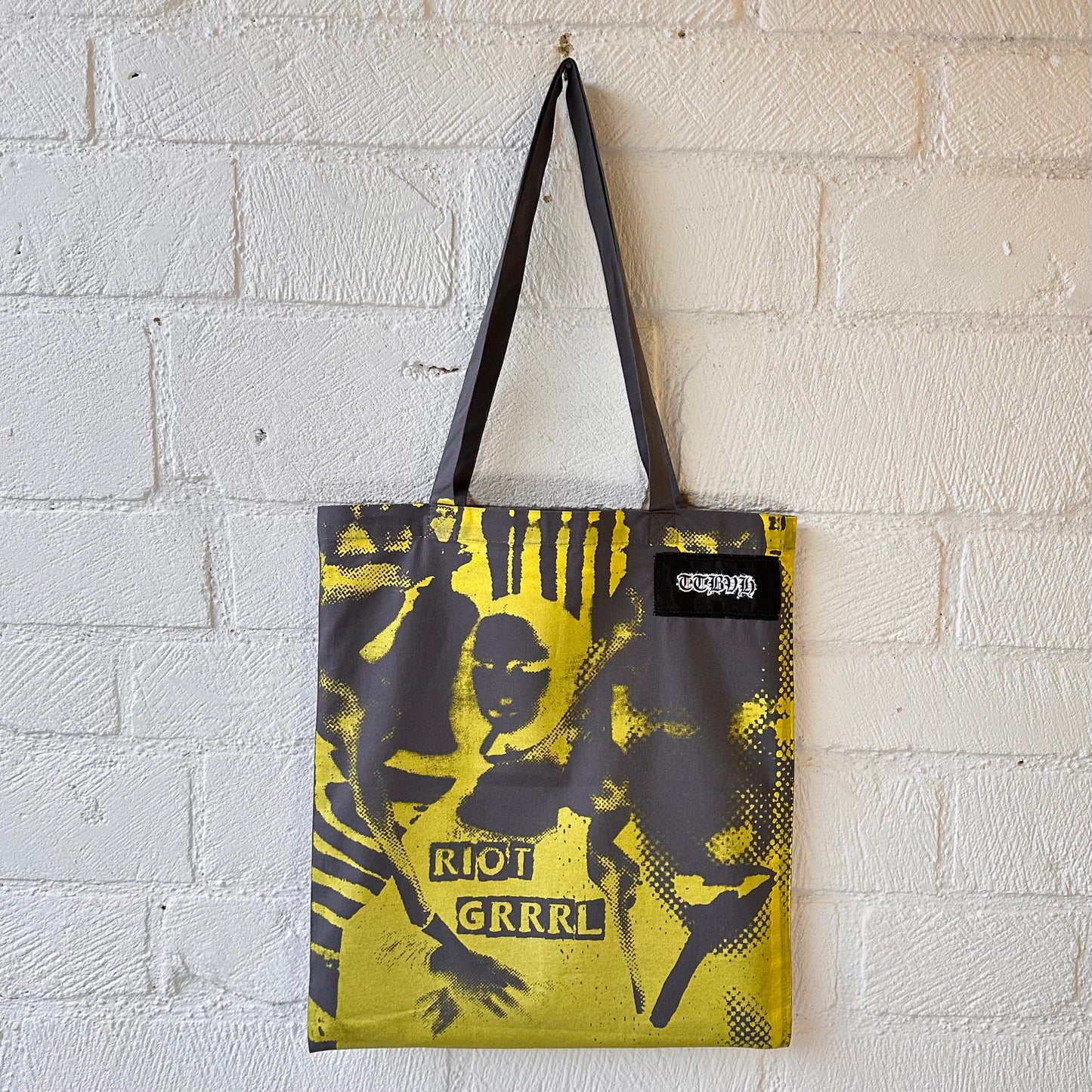 Riot Grrrl Mona Grey & Metallic Gold Tote Bag