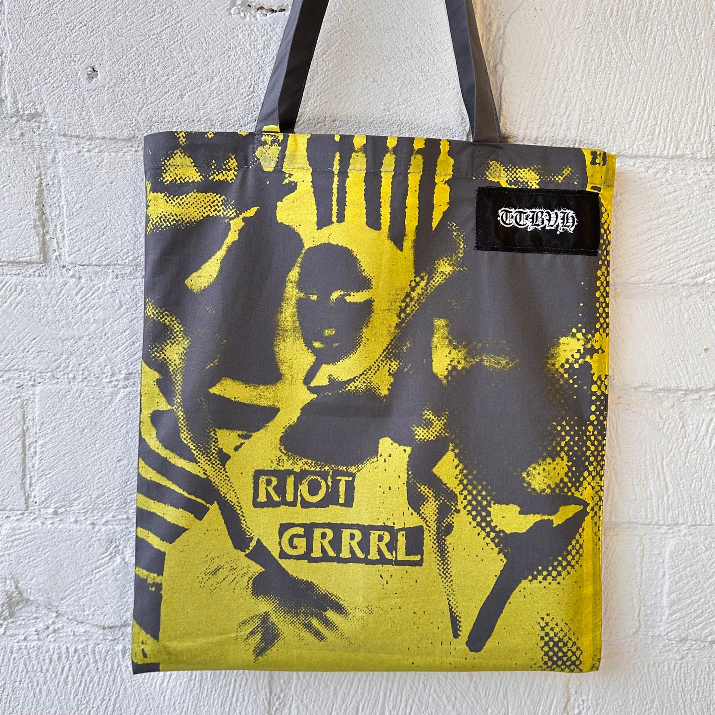 Riot Grrrl Mona Grey & Metallic Gold Tote Bag