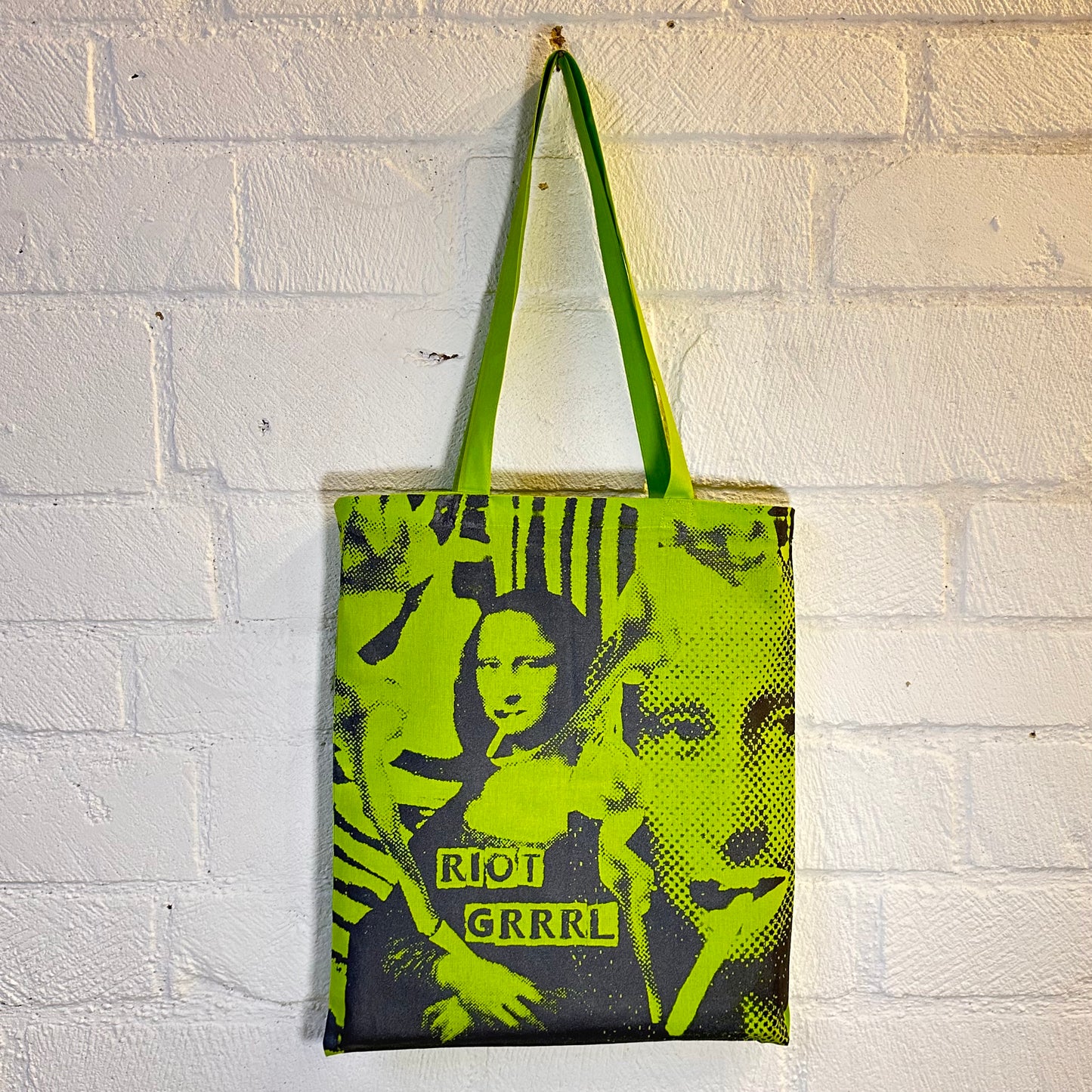 Riot Grrrl Mona Green & Black Tote Bag