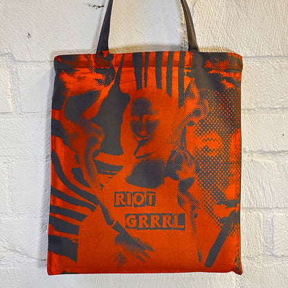 Riot Grrrl Mona Black/Grey & Red Tote Bag