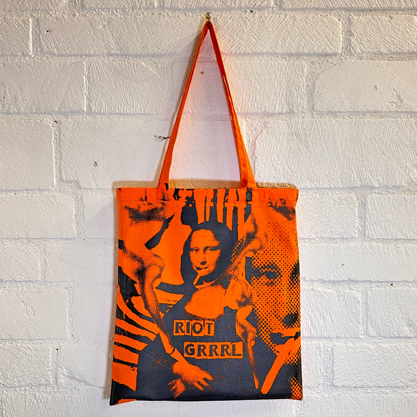 Riot Grrrl Mona Orange & Metallic Black Tote Bag