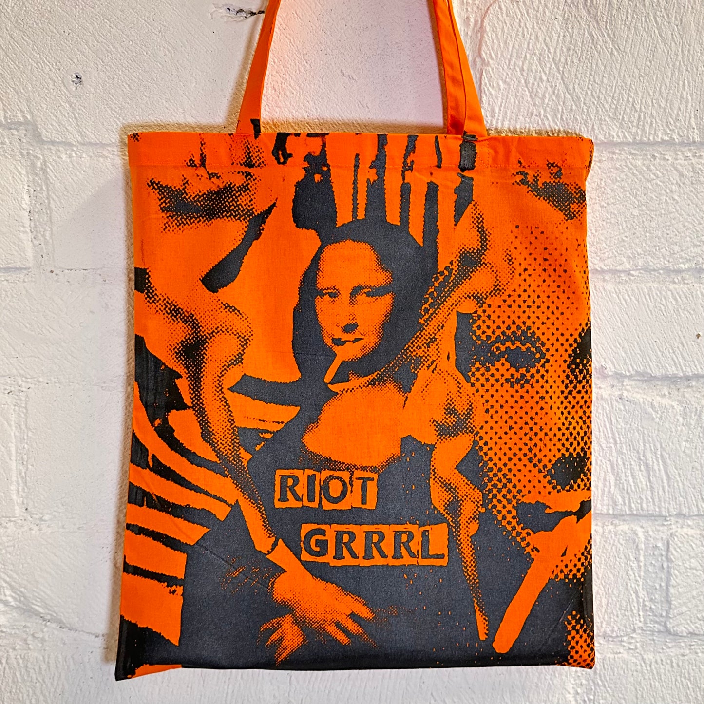 Riot Grrrl Mona Orange & Metallic Black Tote Bag