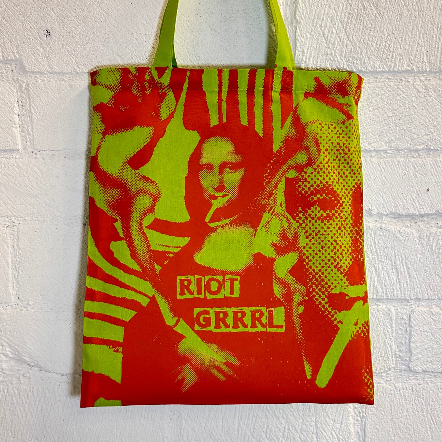 Riot Grrrl Mona Green & Orange Tote Bag