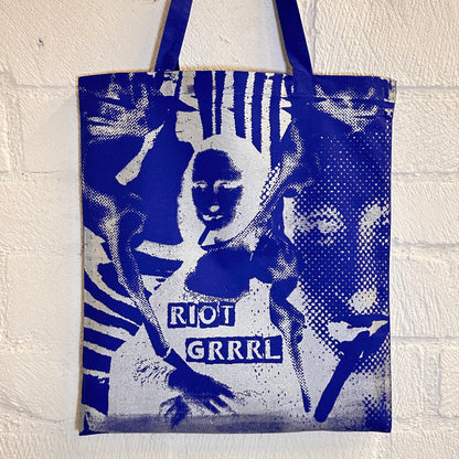 Riot Grrrl Mona Blue &  Metallic Silver Tote Bag