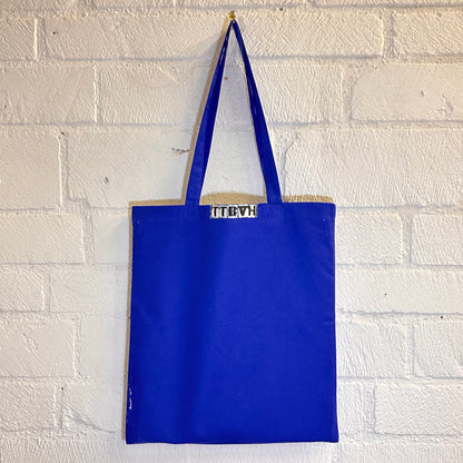 Riot Grrrl Mona Blue &  Metallic Silver Tote Bag