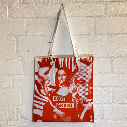 Riot Grrrl Mona White & Orange Tote Bag