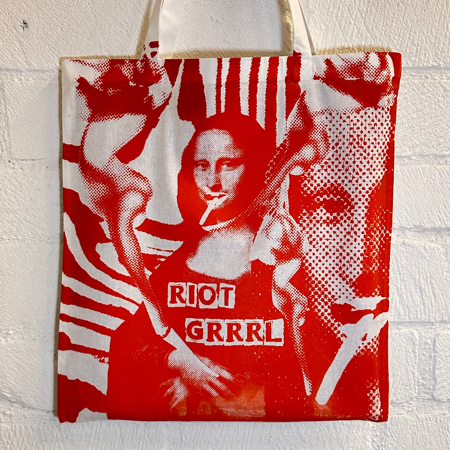 Riot Grrrl Mona White & Orange Tote Bag